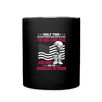 Only Two Die For You - Jesus Und Veteranen - Tasse einfarbig - Schwarz - Vorne