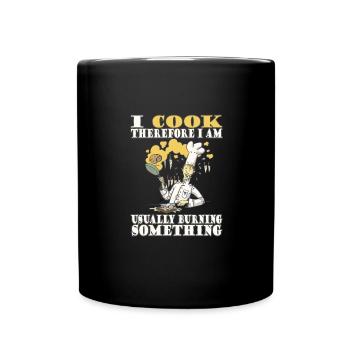 Ich Koche Also Bin Ich - Humorvolle Botschaft - Tasse einfarbig - Schwarz - Vorne