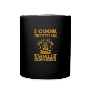 Ich Koche Also Bin Ich - Humorvolle Botschaft - Tasse einfarbig - Schwarz - Vorne