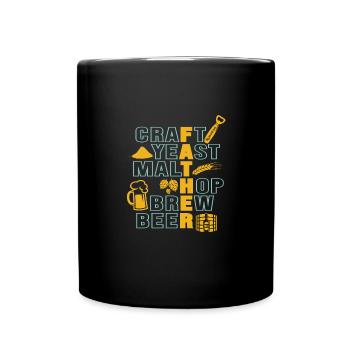 Craft Yeast Malt Hop Brew Beer - Perfect for - Full Colour Mug - black - Front