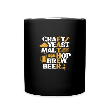 Craft Yeast Malt Hop Brew Beer - Perfect for - Full Colour Mug - black - Front