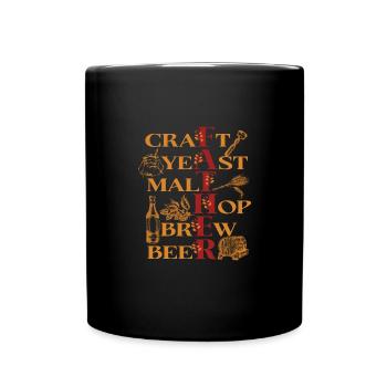 Craft Yeast Malt Hop Brew Beer - Perfect for - Full Colour Mug - black - Front