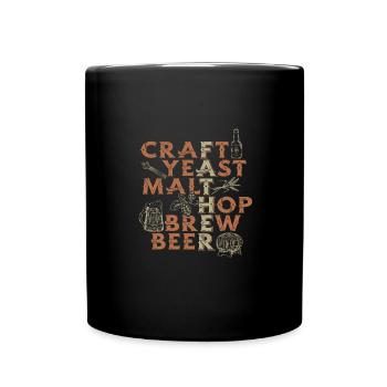 Craft Yeast Malt Hop Brew Beer - Perfect for - Full Colour Mug - black - Front