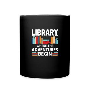 Bibliothèque Là où les aventures commencent - Coloré - Mug uni - noir - Devant