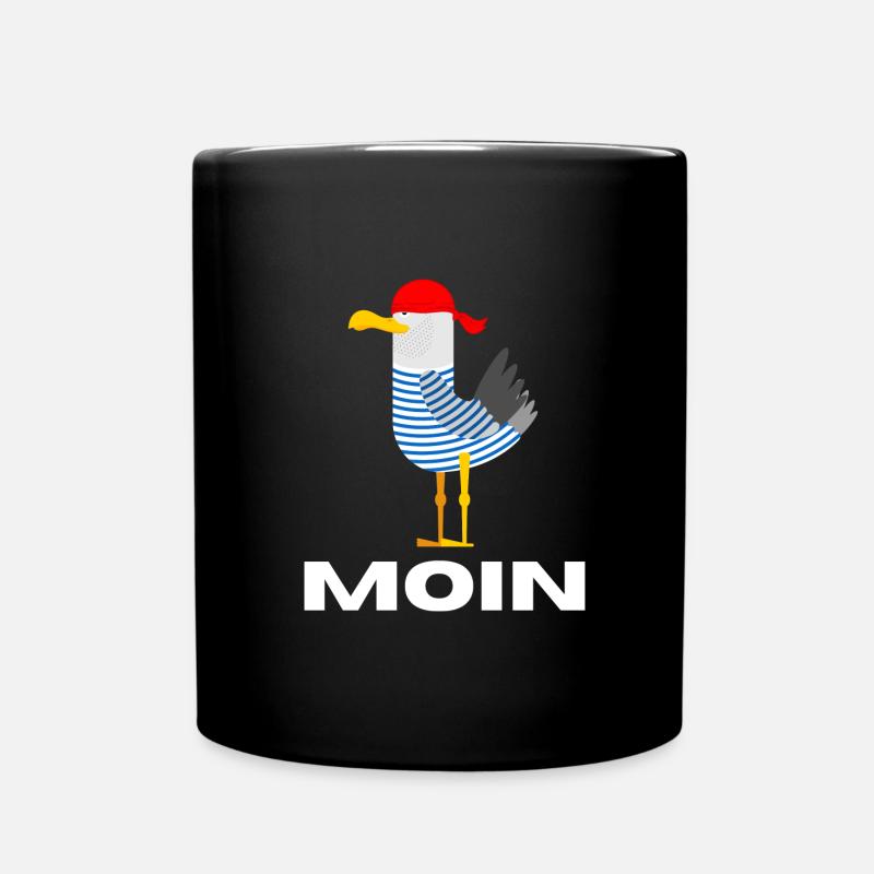 Moin Möwe Deutsch Geschenk - Tasse einfarbig - Schwarz