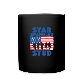 Star Spangled Stud Friedenszeichen USA Flagge - Tasse einfarbig - Schwarz - Vorne