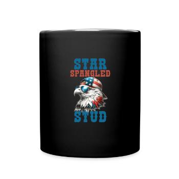 Star Spangled Stud Signe de paix Drapeau des États-Unis - Mug uni - noir - Devant