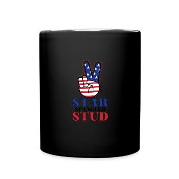Star Spangled Stud Friedenszeichen USA Flagge - Tasse einfarbig - Schwarz - Vorne