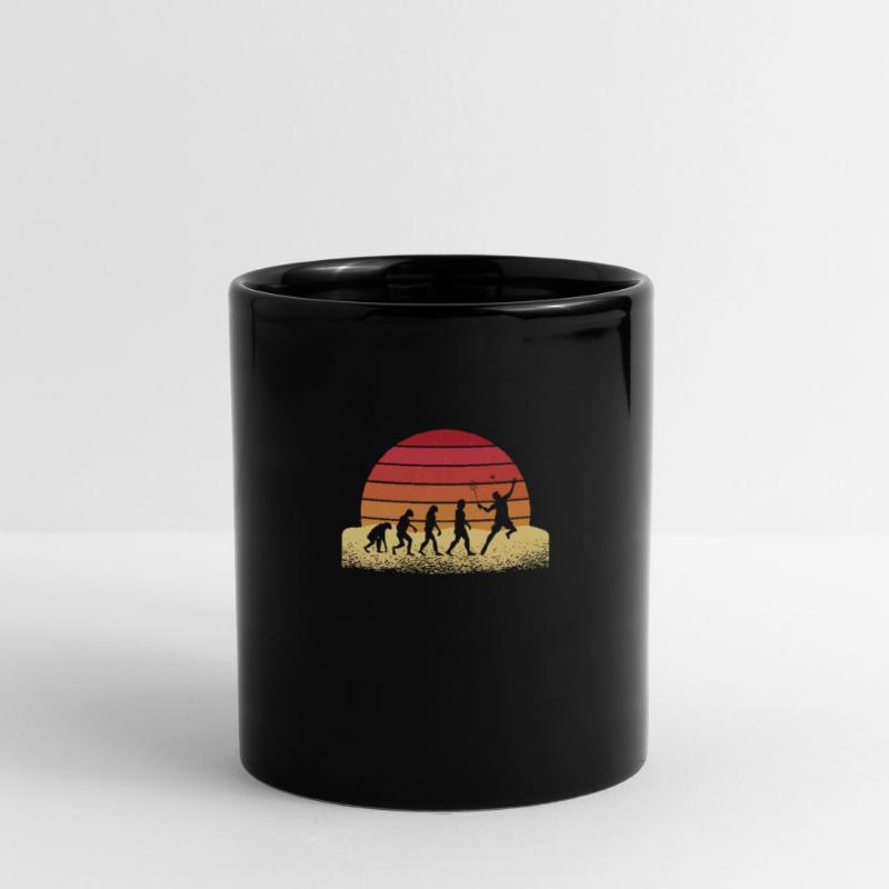 Evolution Badminton Rétro Coucher de soleil Design Mug uni