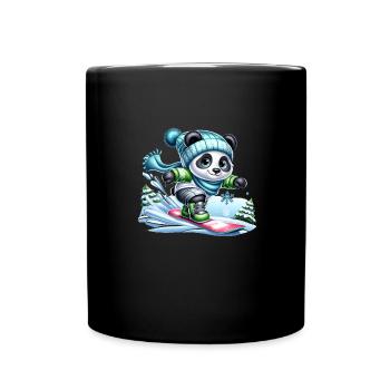 Cute Snowboarder Panda - Tasse einfarbig - Schwarz - Vorne