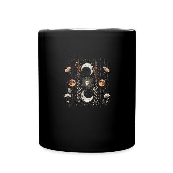 Mystical moon phases and flowers - Full Colour Mug - black - Front