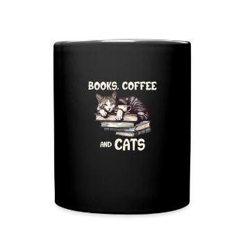 Books, Coffee And Cats - Perfect Day For - Full Colour Mug - black - Front