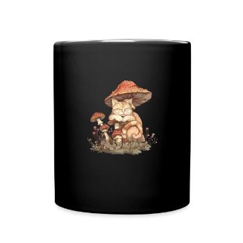 Chats mignons sur un champignon - Mug uni - noir - Devant
