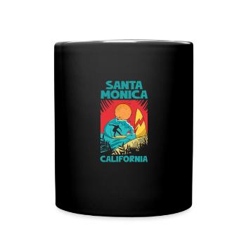 Santa Monica Surfing California Sonne Meer - Tasse einfarbig - Schwarz - Vorne