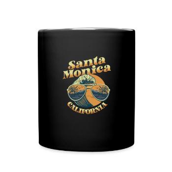 Santa Monica Surfing California Sonne Meer - Tasse einfarbig - Schwarz - Vorne