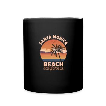 Santa Monica Beach California Sonnenuntergang - Tasse einfarbig - Schwarz - Vorne