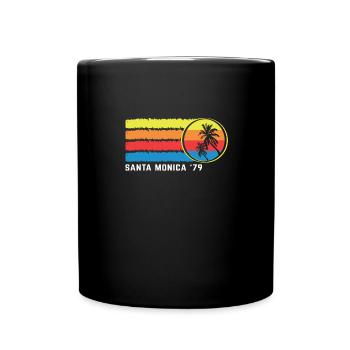 Santa Monica '79 Coucher de soleil Palmiers Vintage - Mug uni - noir - Devant
