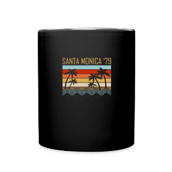 Santa Monica '79 Sonnenuntergang Palmen Vintage - Tasse einfarbig - Schwarz - Vorne