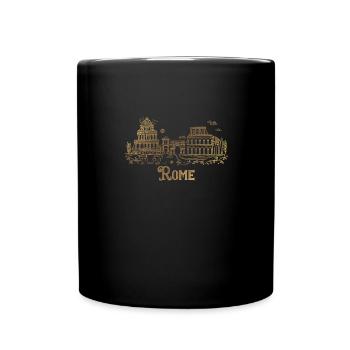 Rom Skyline Illustration Antikes Kolosseum und - Tasse einfarbig - Schwarz - Vorne