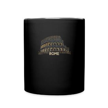 Rom Skyline Illustration Antikes Kolosseum und - Tasse einfarbig - Schwarz - Vorne