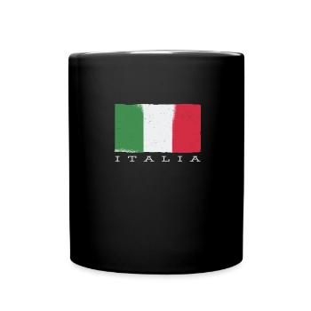 Drapeau italien avec lettrage Italia - Mug uni - noir - Devant