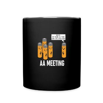 AA réunion drôle batterie dessin animé conception - Mug uni - noir - Devant