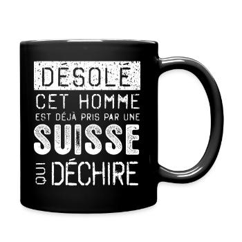 Desole cet homme est pris par une Suisse - Mug uni - noir - Droite