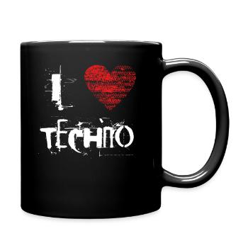 I love techno rave goa hardtek hard - Tasse einfarbig - Schwarz - Rechts