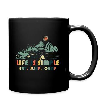 La vie est simple. Manger. Dormir. Camp - Mug uni - noir - Droite