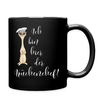 Erdmännchen Küchenchef Koch cool lustiges Geschenk - Tasse einfarbig - Schwarz - Rechts