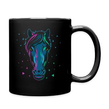 Tête de cheval cheval poney étalon équitation cadeau coloré - Mug uni - noir - Droite
