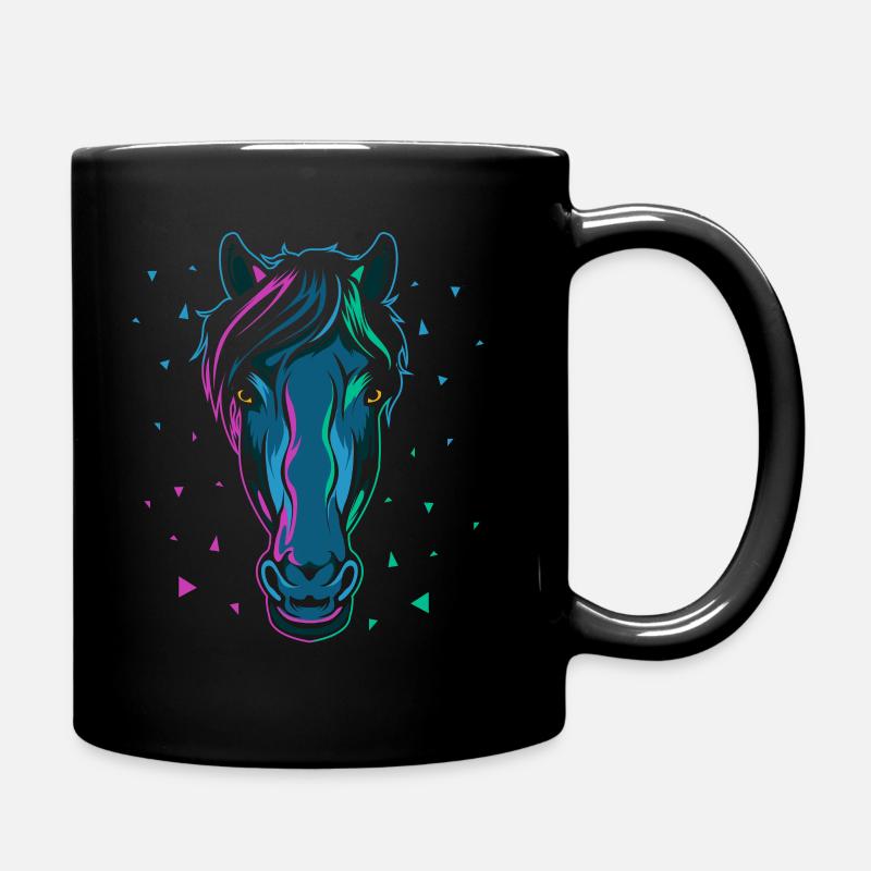 Pferdekopf Pferd Pony Hengst Reiten Geschenk Bunt - Tasse einfarbig - Schwarz