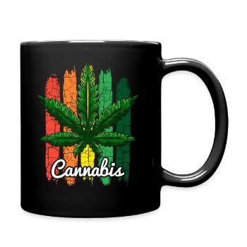 Cannabis Haschish Jamaika Hanfblatt Geschenk - Tasse einfarbig - Schwarz - Rechts