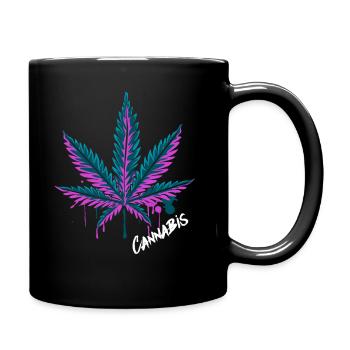 Cannabis Leaf Cannabis Grass Weed Gift - Full Colour Mug - black - Right
