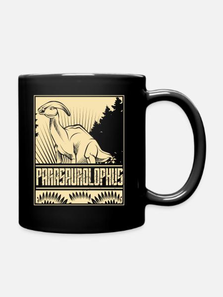 Vintage Parasaurolophus Dino - Full Colour Mug - black