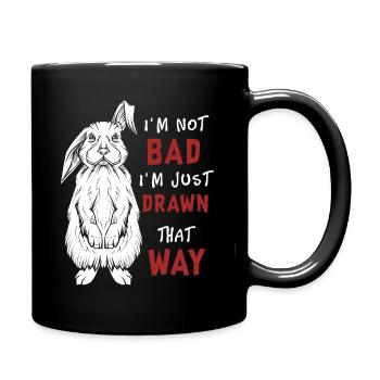 Häschen Spruch - Tasse einfarbig - Schwarz - Rechts