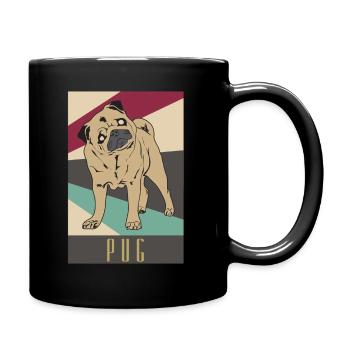 Mops - Tasse einfarbig - Schwarz - Rechts