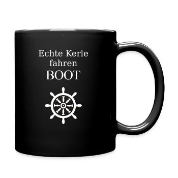 Echte Kerle fahren Boot - Tasse einfarbig - Schwarz - Rechts