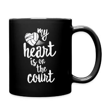 My Heart Is On The Court Volleyball TShirt Player - Full Colour Mug - black - Right