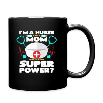 Supermama & Krankenschwester | Muttertag Geschenk - Tasse einfarbig - Schwarz - Rechts