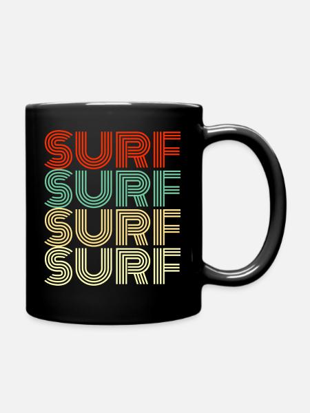 surfing surfer surfing retro vintage - Full Colour Mug - black