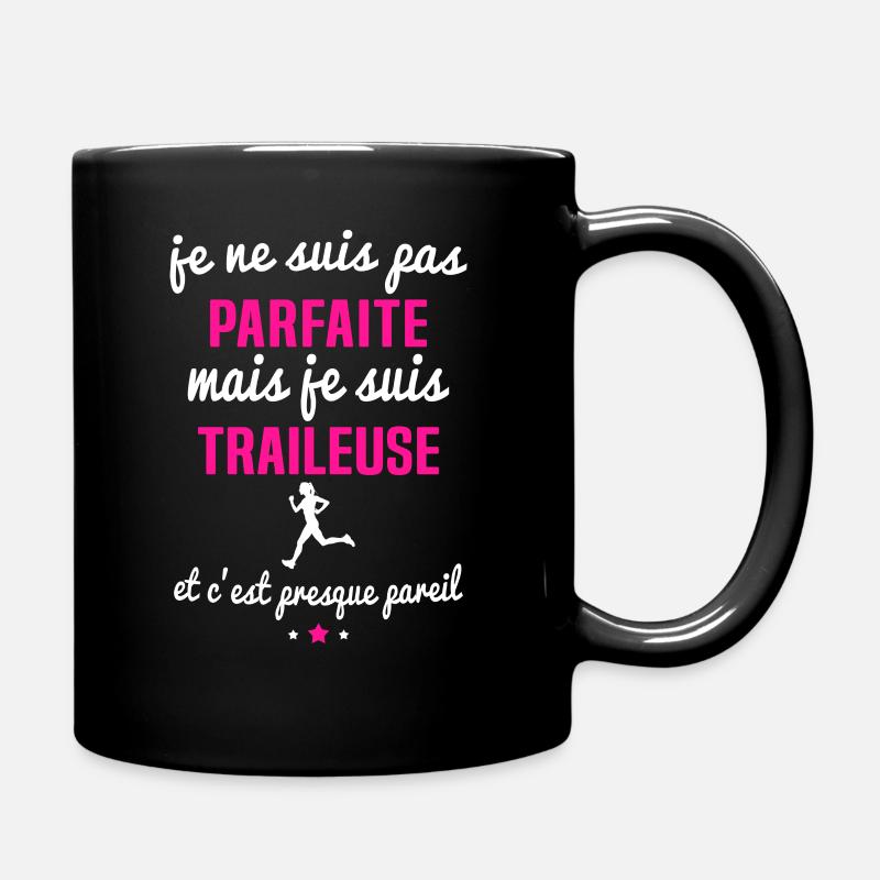 je ne suis pas parfaite mais je suis traileuse - Mug uni - noir
