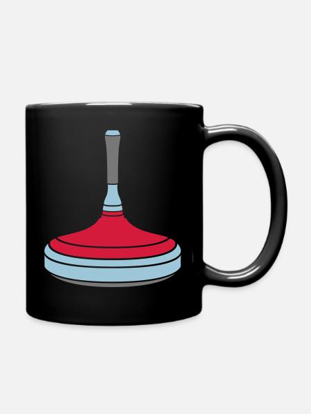 Eisstock Eisstockschießen Stock - Farben änderbar - Tasse einfarbig - Schwarz