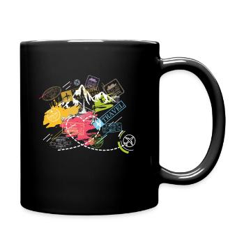 Weltreise Reise um die Welt travel Sticker - Tasse einfarbig - Schwarz - Rechts