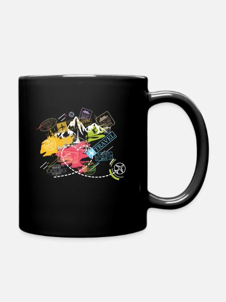 Autocollant de voyage autour du monde - Mug uni - noir