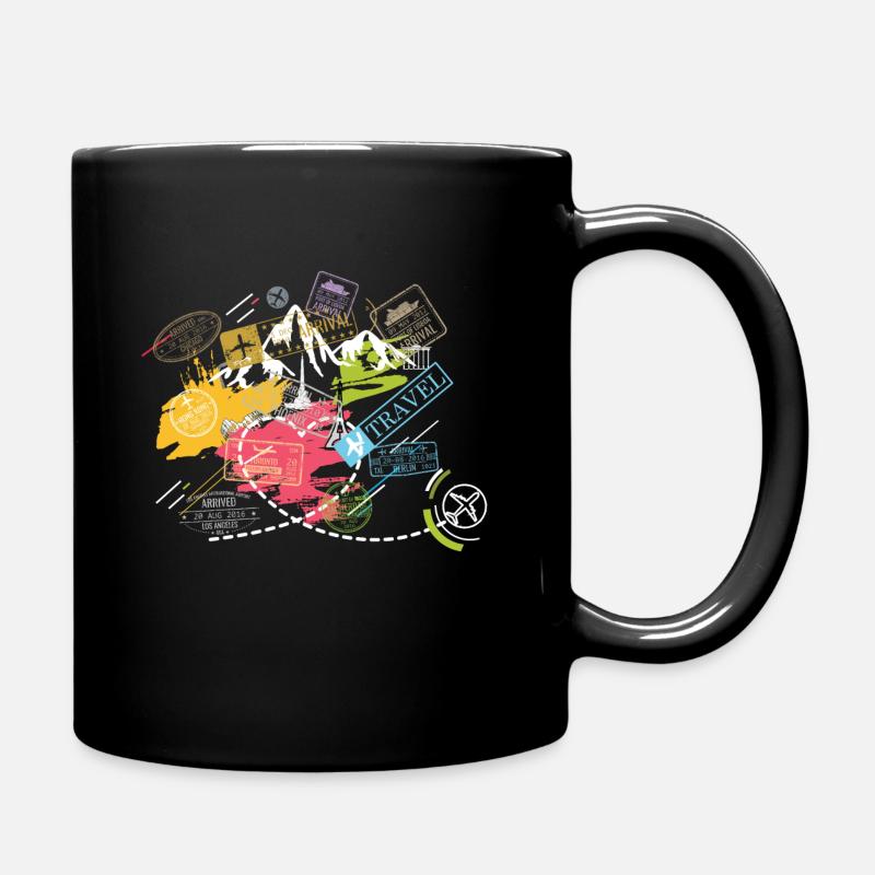 Weltreise Reise um die Welt travel Sticker - Tasse einfarbig - Schwarz