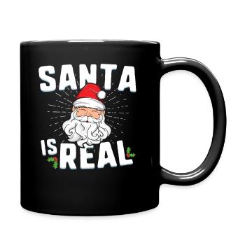 Santa Is Real Funny Christmas TShirt Xmas Family - Full Colour Mug - black - Right