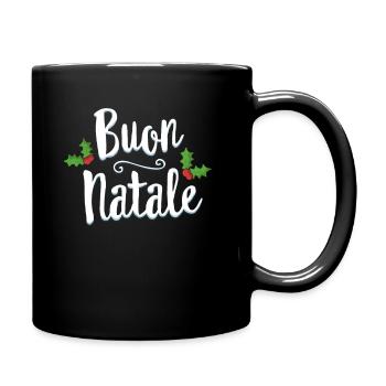 Buon Natale Christmas T-Shirt Italien Italiener fröhlich - Tasse einfarbig - Schwarz - Rechts