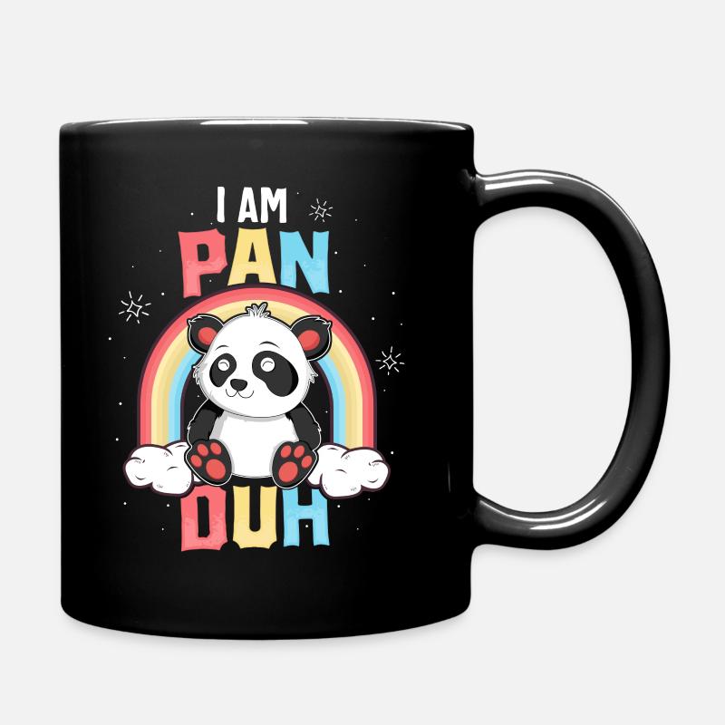Ich bin Pan Duh T-Shirt Panda Pansexual Pride Rainbow - Tasse einfarbig - Schwarz
