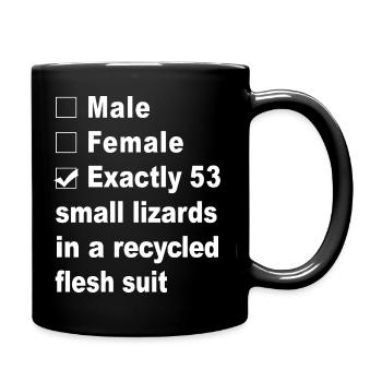 Male Female exactly 53 small lizards - Full Colour Mug - black - Right